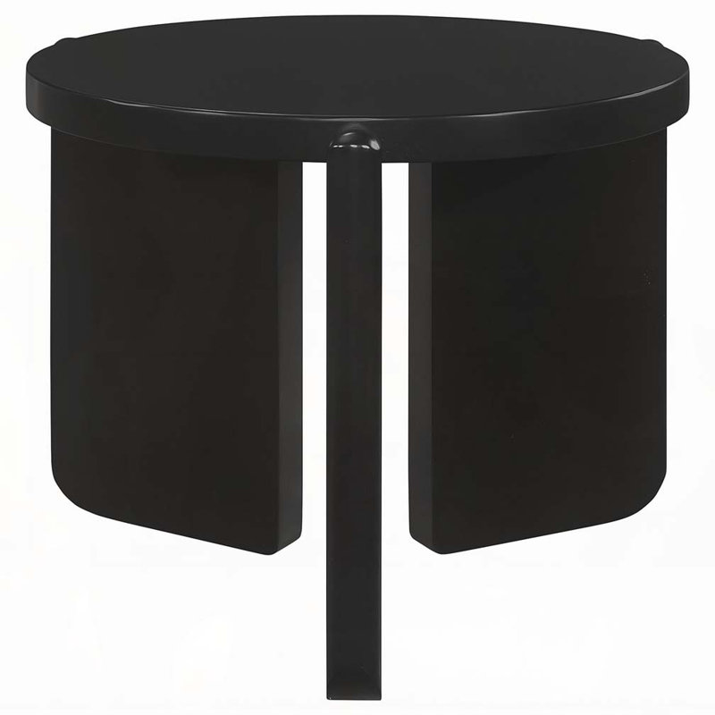 Harrison Black Round Solid Wood End Table
