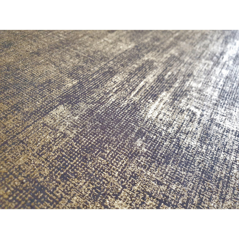 Universe Neptune Glass Stone Plain Texture Wallpaper Roll, Gold/Black