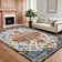 Machine Washable Rug with Rubber Backing for Living Room Vintage Non-Slip Dining Room Rug Easy-Cleaning Floor Carpet for Bedroom Playroom