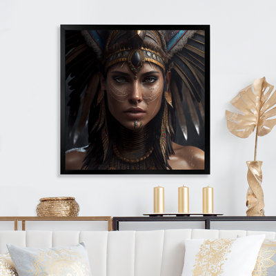 Femme bohémienne avec coiffe en plumes I - reproduction sur toile