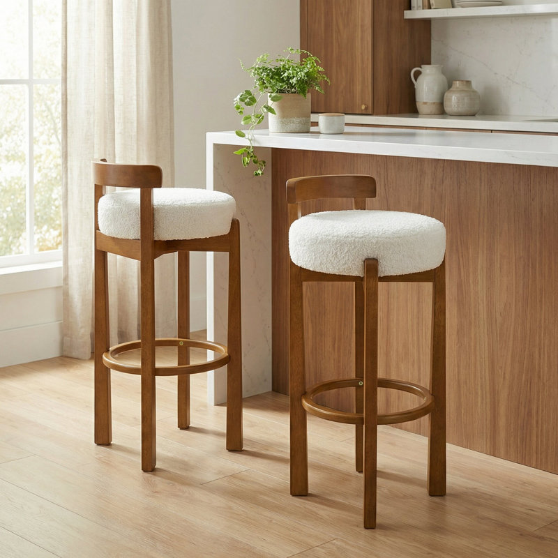 Ensemble de 2 tabourets de bar en bois Elise, Blanc