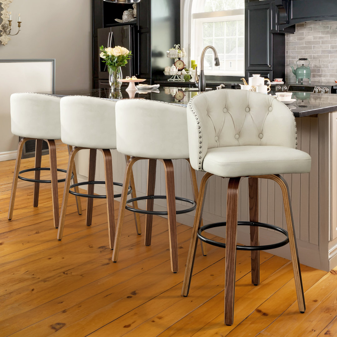 Swivel Upholstered Counter Stool with Solid Wood Frame Firsterily Seat 