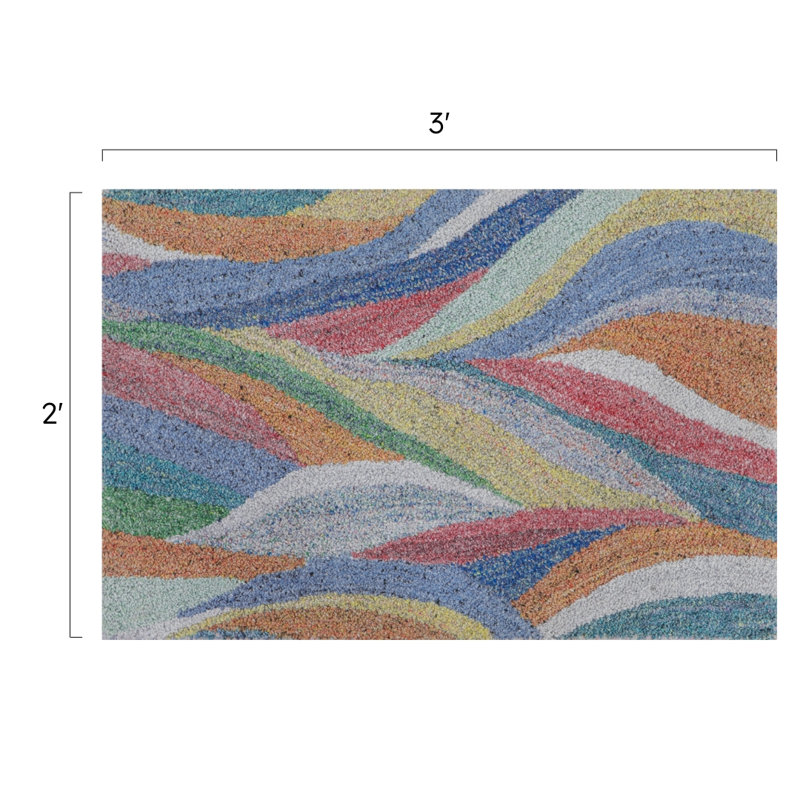 Global Recycled Standard Desertscape Hand-Tufted Recycled Indoor/Outdoor Rug Multicolor, Rectangle 2' x 3'
