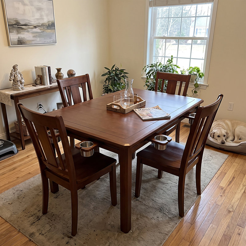 Table de jeu en bois massif avec plateau amovible pour 4 à 6 joueurs, Brun