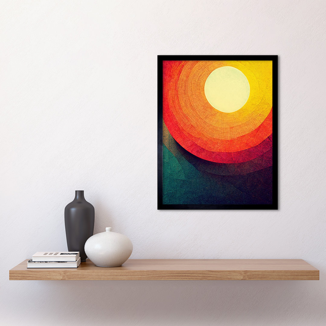 Sunrise Sunset Sunshine Retro Style - Single Picture Frame Print