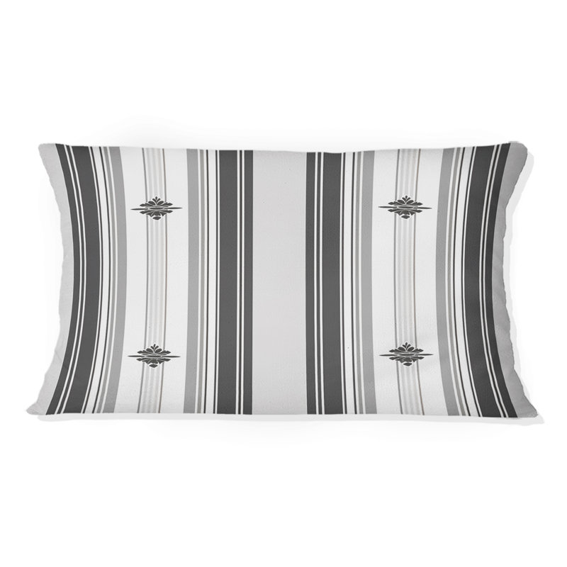 Coussin gris moderne à fines rayures gris et blanc