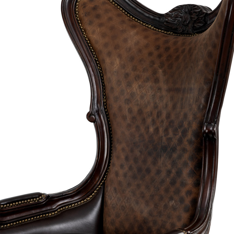 Antoinette Club Chair, Dark Brown Genuine Leather