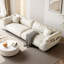 Canapé modulaire en cuir véritable blanc crème-55889466-55889464