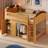 Loft Bed With Storage Cabinet, Wardrobe With A Cloth Curtain, Led Design And Stairs-647888429
