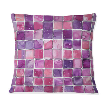 Carreaux de mosaïque rose Midcentury I - Coussin Mid-Century