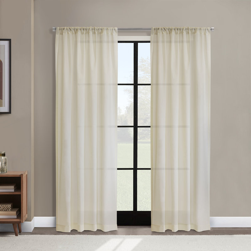 Weathershield Semi-Sheer Thermal Curtain Panels, Ivory, 50" W x 84" L