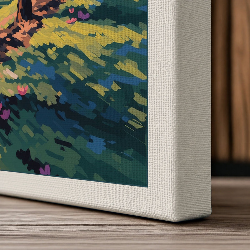 Flowering Tree Grove Botanical - Wrapped Canvas, 30x20 - 76.2 x 50.8 cm, Cream Border