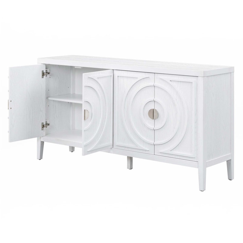 Buffet rétro avec rainure circulaire, Blanc