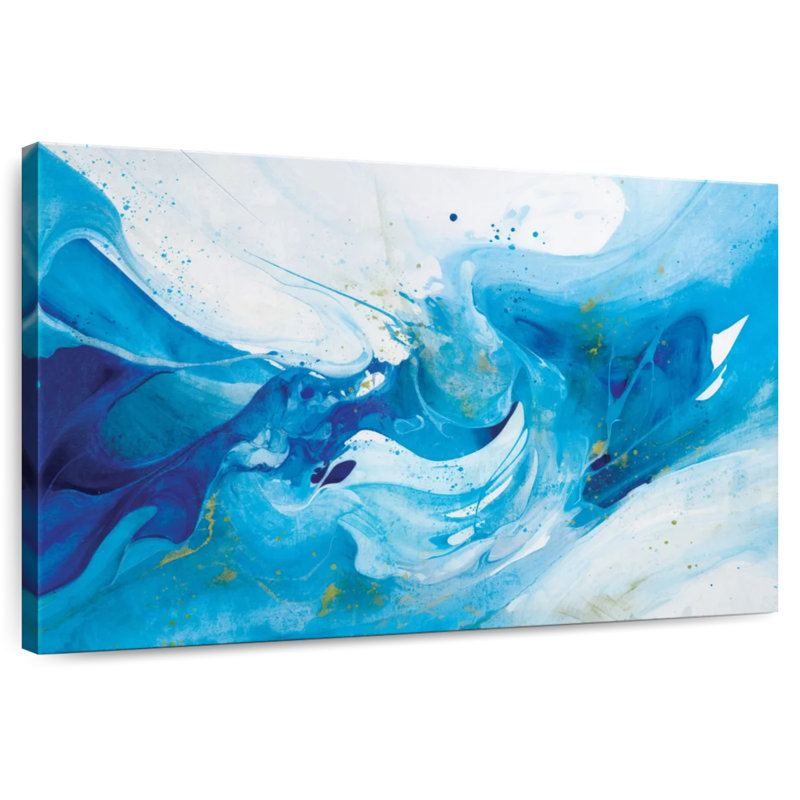 Crashing Blue Waves - abstrait, H 24 po x l 36 po