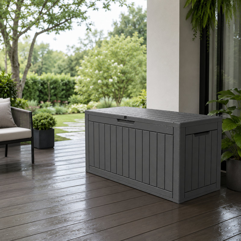 Emperic Design 100 Gallon Water Resistant Resin Lockable Outdoor Storage Deck Box