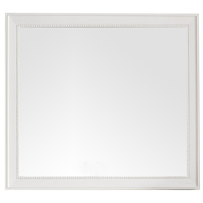 Calisto Solid Wood Flat Wall Mirror, Bright White, 40" H x 44" W