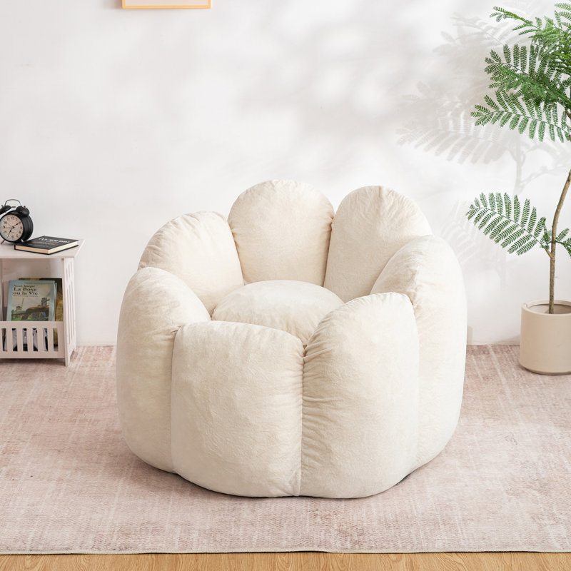 Fauteuil à billes en velours avec housse lavable à la machine Dutch, Velours beige