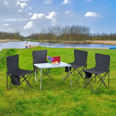 Ensemble de 4 chaises de camping portatives en acier avec sacs de transport