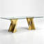 Table de salle à manger 78,74 po rectangulaire en verre trempé avec base en acier inoxydable doré, luxe moderne