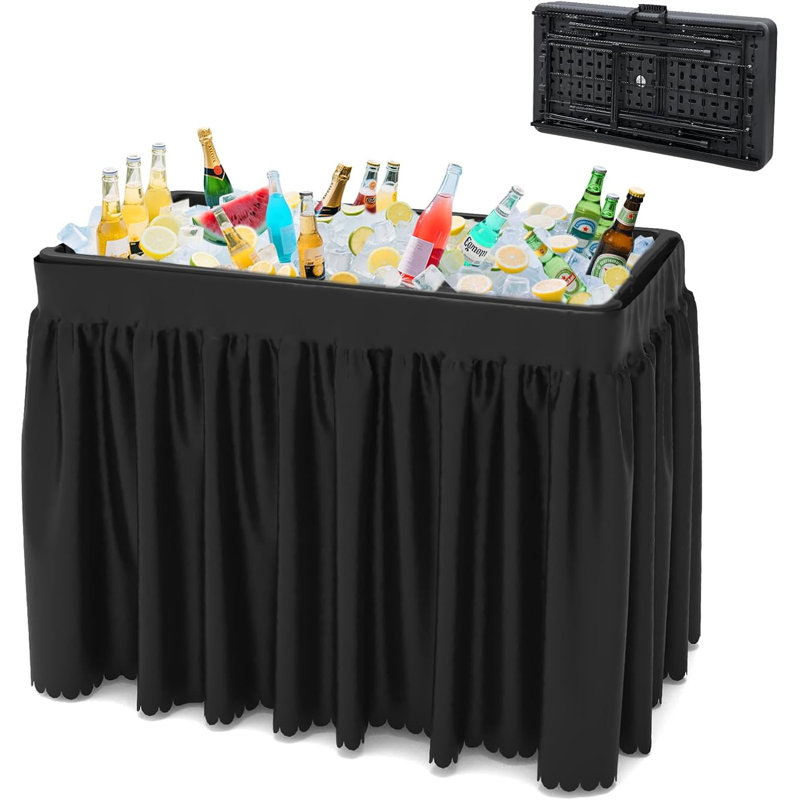 Table pliante avec glacière et jupe, Noir