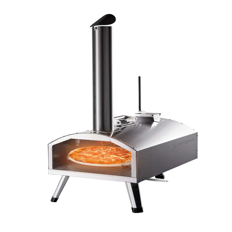 12" Stainless Steel Dual Fuel Outdoor Pizza Oven with Rotating Stone