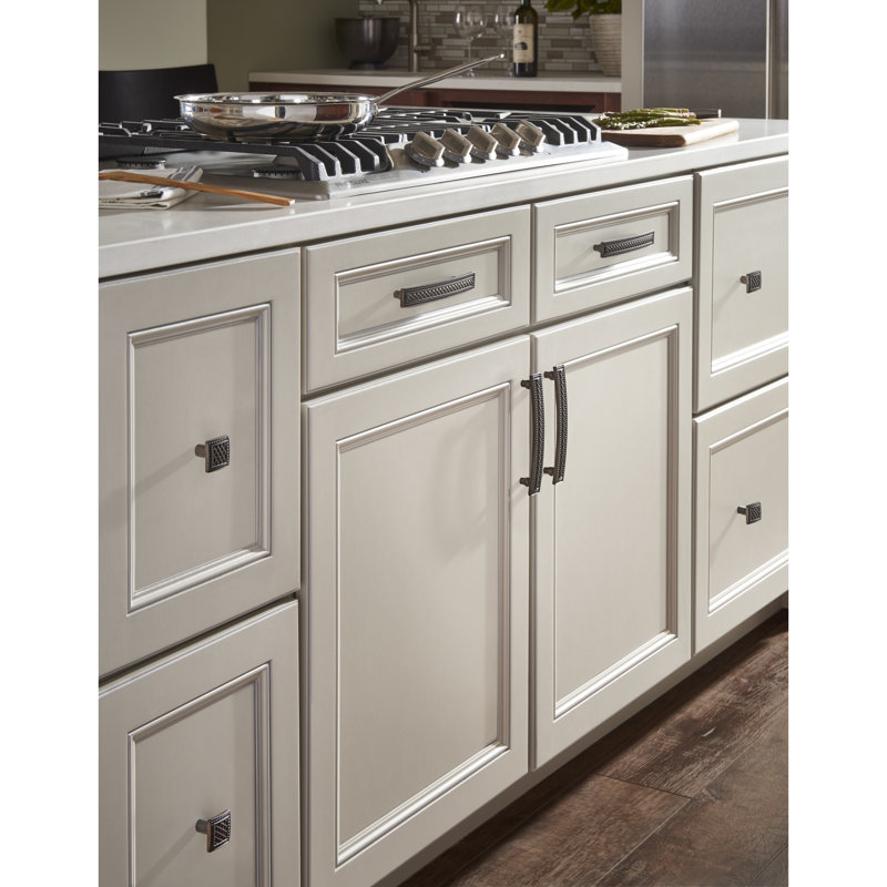 Polished Nickel Square Knob with Intricate Detailing