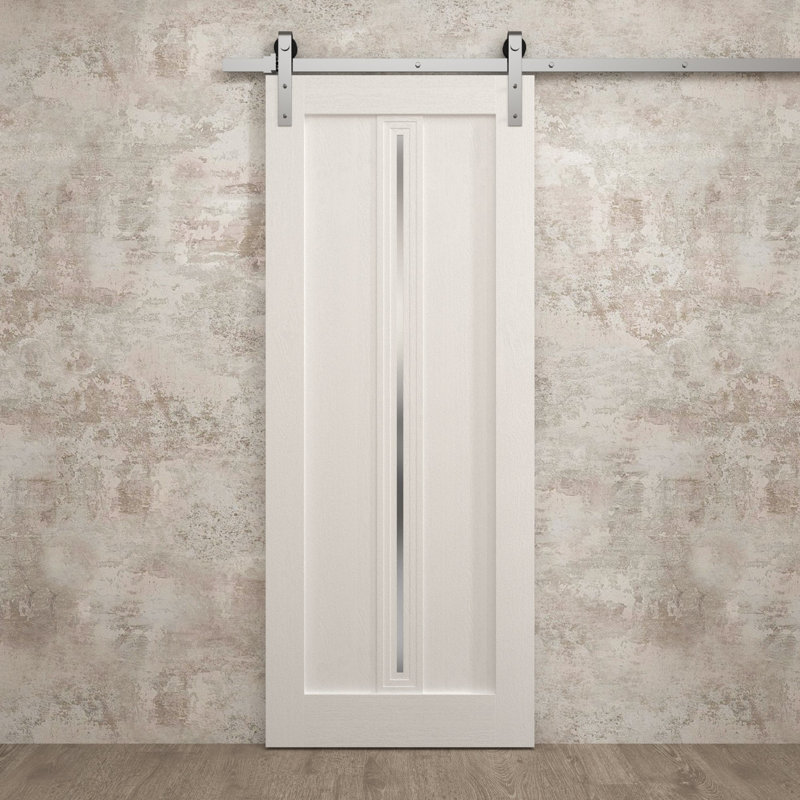 Porte de grange moderne | Ego 5014 | Ensemble de quincaillerie lourde Silver Rail Track | Portes intérieures solides