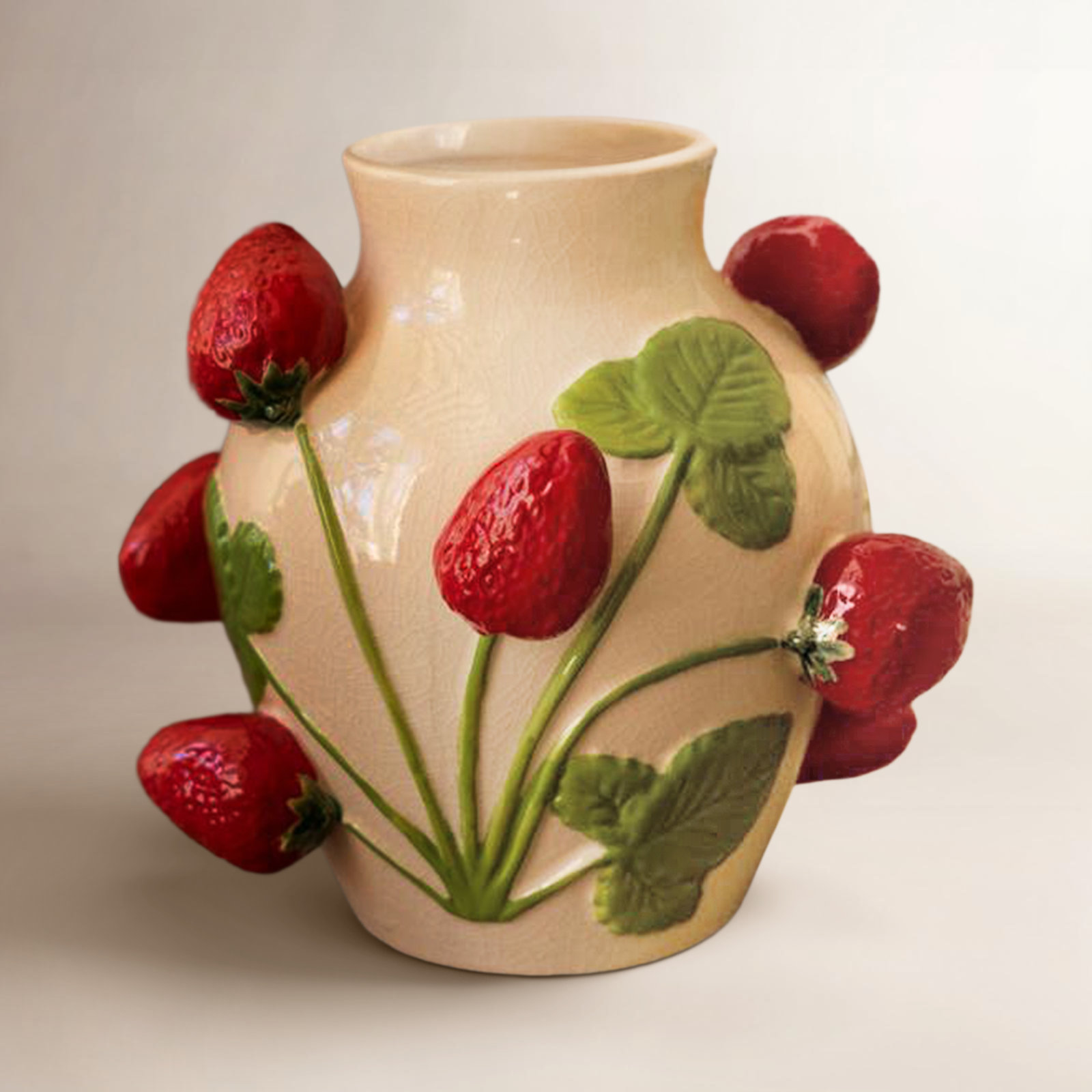 SMALL CERAMIC STRAWBERRIES VASE