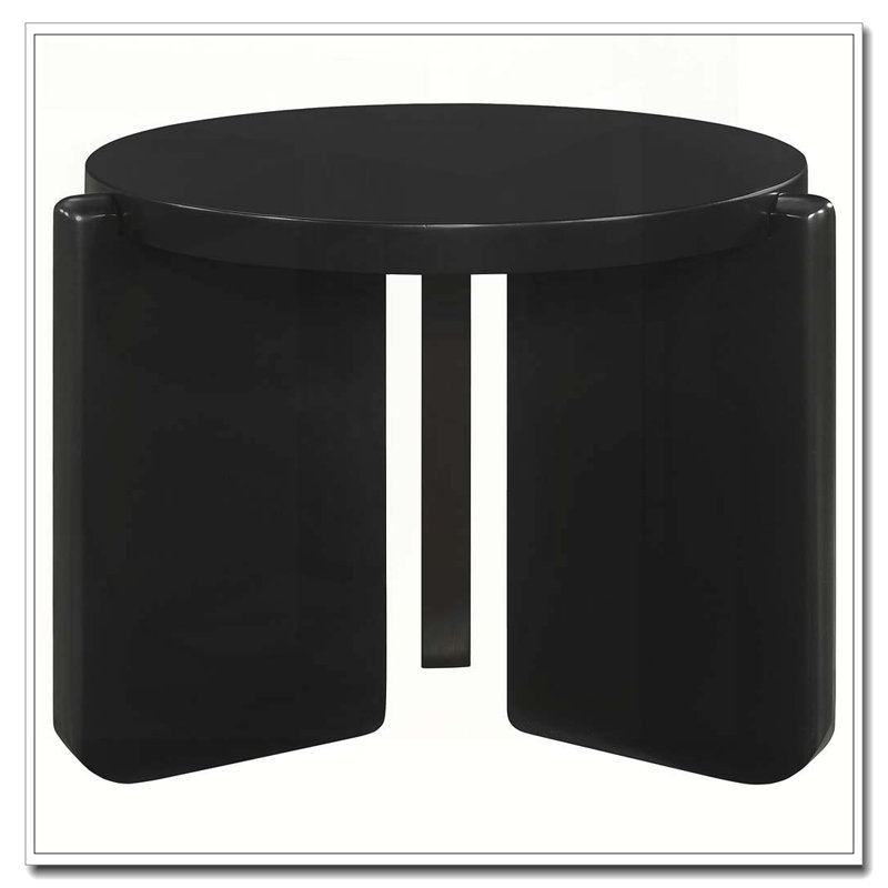 Harrison Black Round Solid Wood End Table