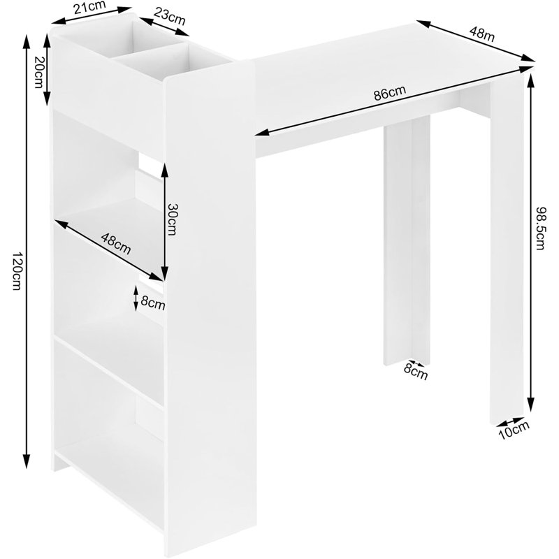 Plerre 107cm Wine Bar, White