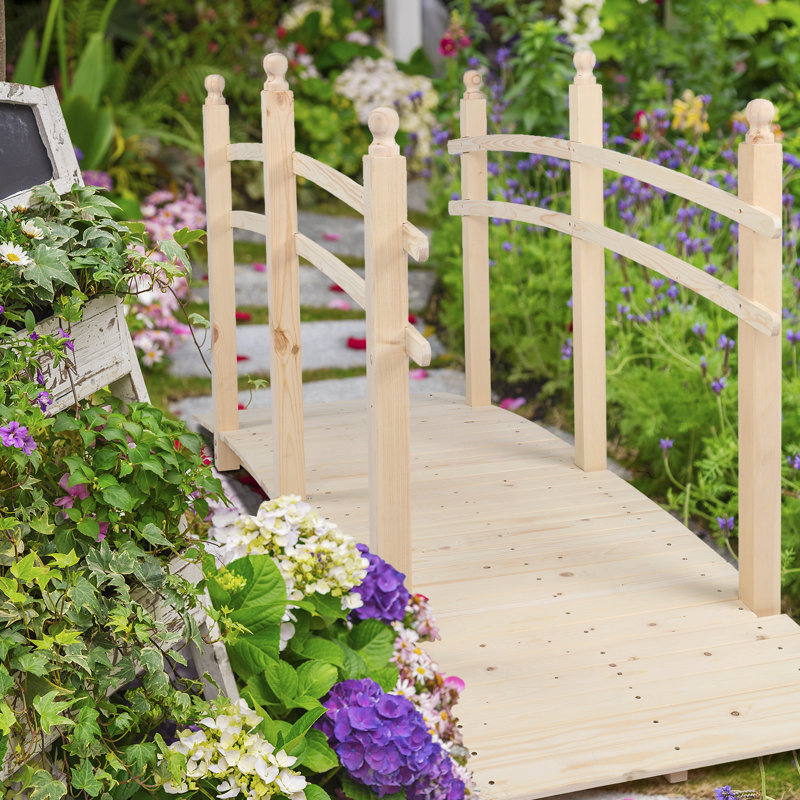 Pont de jardin décoratif de 7,5 pi, Naturel