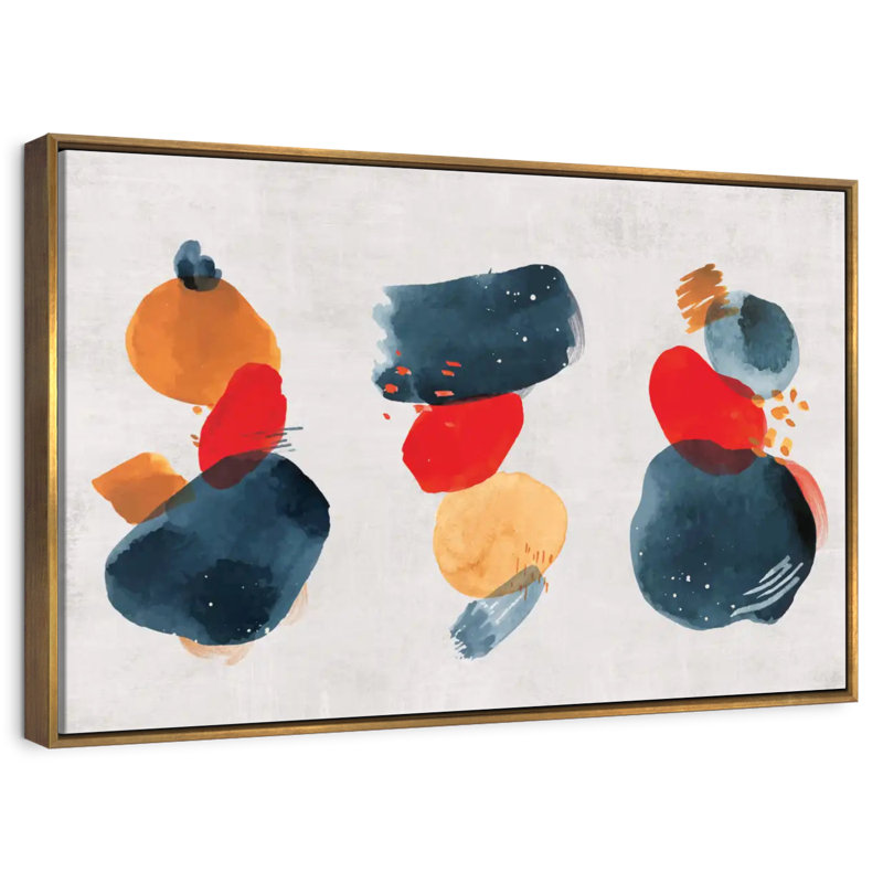 Taches d'aquarelle, Cadre flottant doré, 43 po x 29 po
