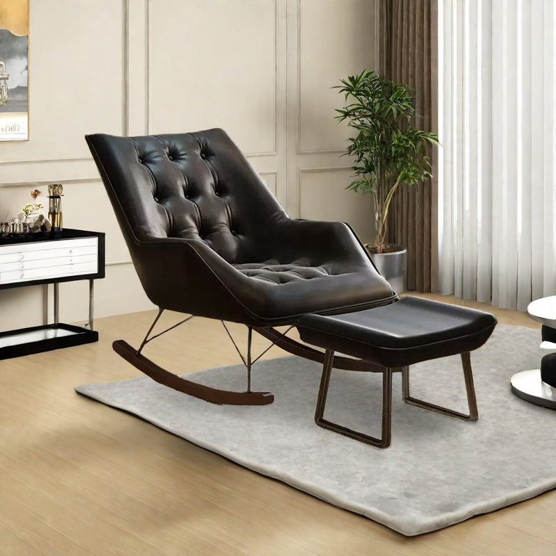Chaise berçante luxueuse en bois massif clair