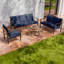 Ensemble de patio extérieur 5 pièces - canapé 3 places, causeuse 2 places, fauteuil et table - Osier PE avec cadres en acier thermolaqué - Résistant aux intempéries pour le patio, la terrasse et la cour-105511474
