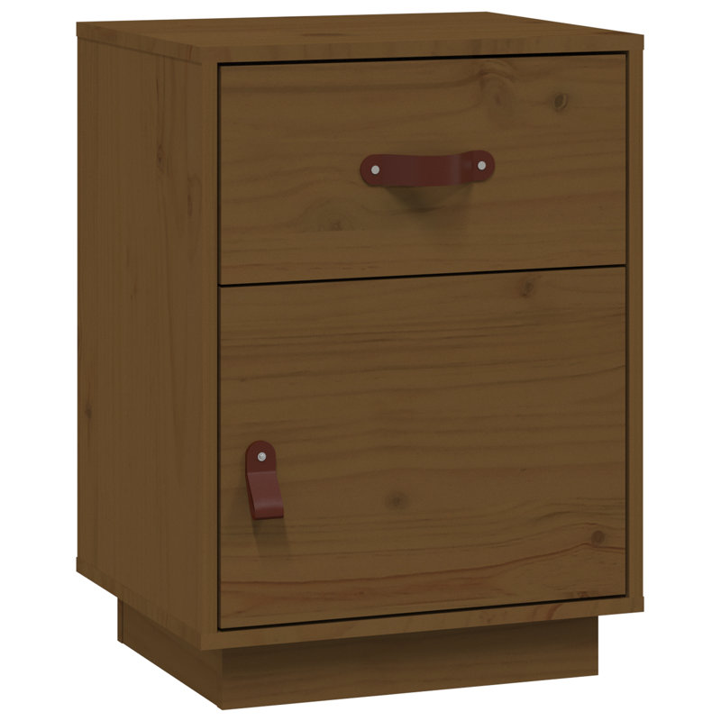 Kaleth 40cm W Solid Wood Bedside Table, Brown