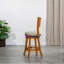 Tabouret pivotant à 24 lattes à hauteur de comptoir, finition naturelle, siège en tissu beige-1384719103-1384719102