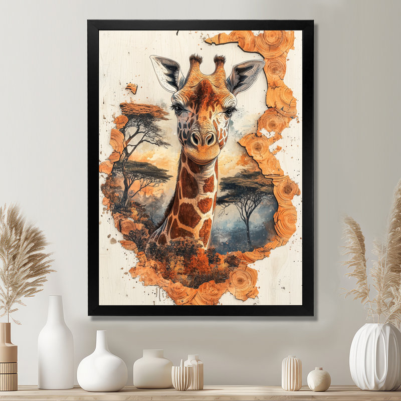 Geriah - animaux, art mural sur toile, H 40 po x l 30 po, Picture Framed, Noir, noir, noir, noir