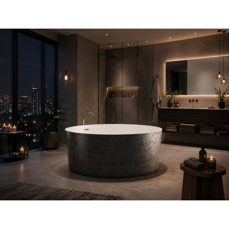 Baignoire autoportante 58,9 po, Noir / blanc