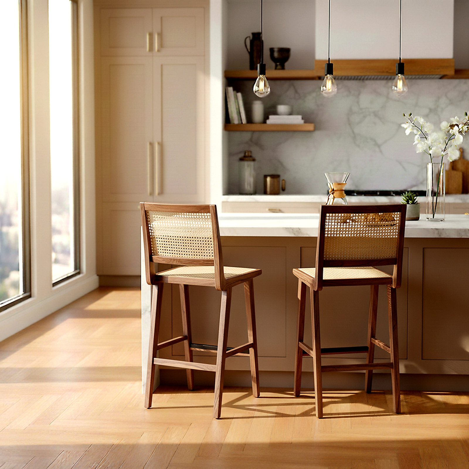Atticus Bar and Counter Stool, Walnut, Bar Stool (29.5" Seat Height)