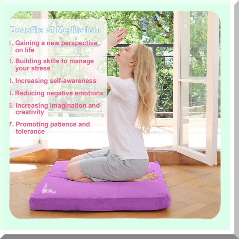 Zen Oasis Meditation Cushion - Velvet Zabuton Mat for Yoga, Floor Cushion for Mindfulness Practice and Relaxation