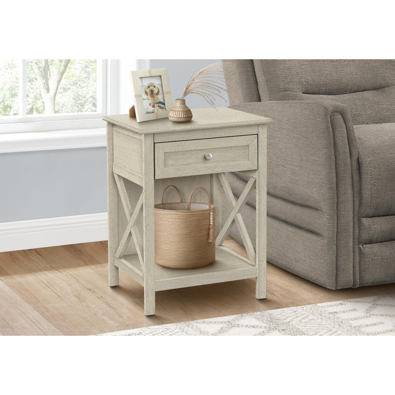 Table moderne, table de bout, table d'appoint, 2 niveaux, chambre à coucher, table de chevet, lampe, tiroir de rangement, transitionnel