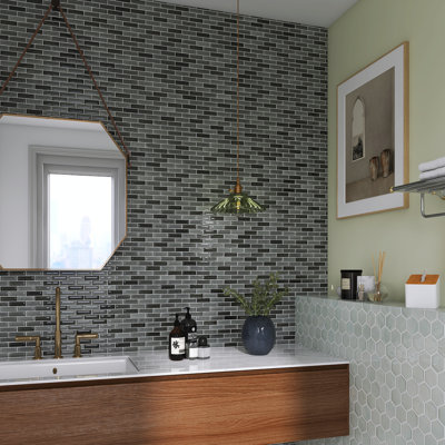 Namboodri 12" x 12" Glass Brick Joint Mosaic Wall Tile