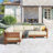 Caalin 102"W Wood Patio Outdoor L-Shaped Sectional With Deep Weather Stain Fade Resistant Cushions-2118273805
