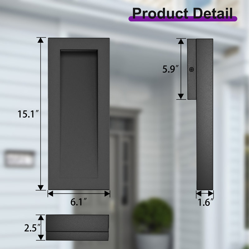 15''H Dimmable LED Black Aluminum Outdoor Wall Light, Matte Black