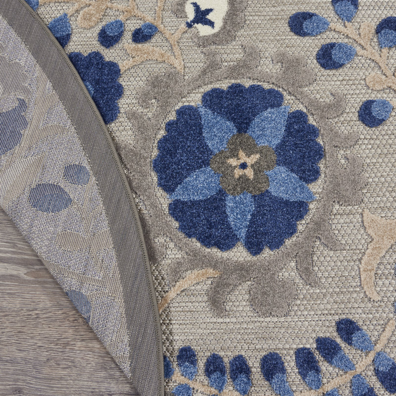 Tapis à motif floral moderne et naturel Newton, Rond 4 pi