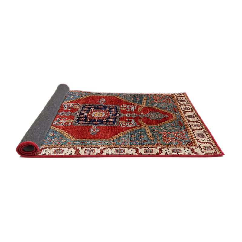 Tapis rouge / ivoire / bleu, Rond 4 pi