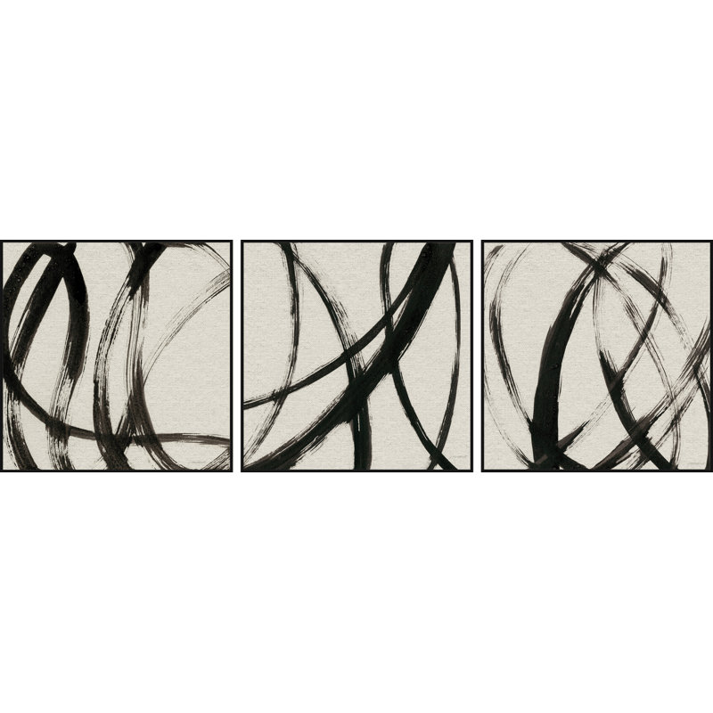 Linear Expression II par Marmont Hill - ensemble de 3 reproductions sur toile, H 48 po x l 48 po x L 1,5 po
