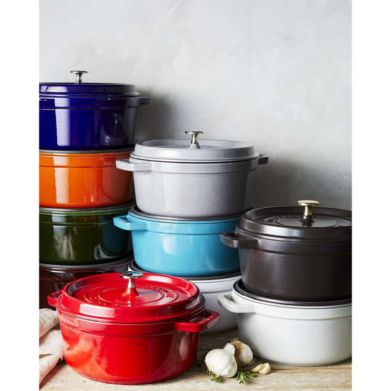 La Cocotte Cast Iron Round Cocotte, Turquoise, 5.5 quarts