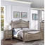 Très grand lit, argent antique, lit de chambre à coucher de style artisanal américain traditionnel, finition argentée, cadre de lit
