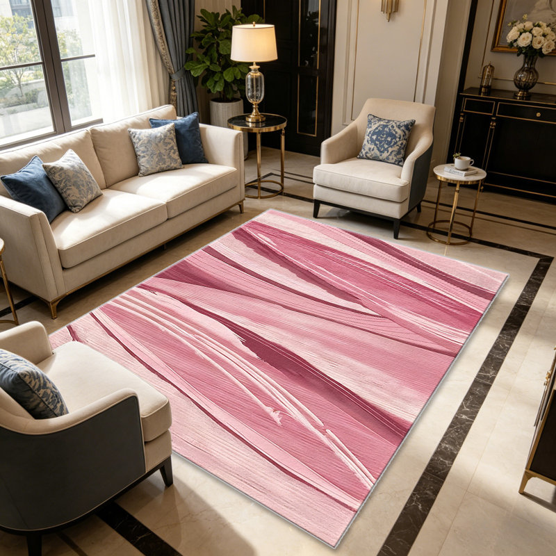 Abstract Brushstroke Pink   area rugs for Living Room, Soft and Comfortable, Suitable for all seasons, easy to maintain, machine washable Indoor floor mat, Under Table Farmhouse suitable for Bedroom, Dining Room, Study,  Balcony, Home Decor Patio